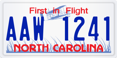 NC license plate AAW1241