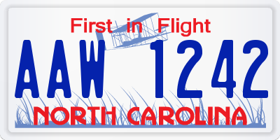 NC license plate AAW1242