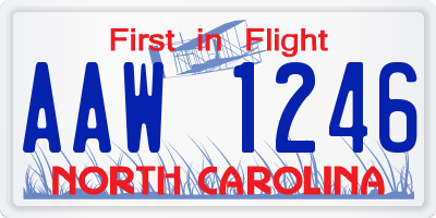 NC license plate AAW1246