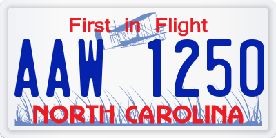 NC license plate AAW1250