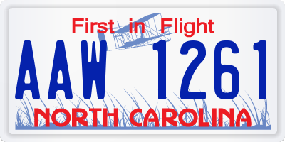 NC license plate AAW1261