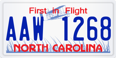 NC license plate AAW1268