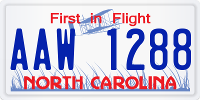 NC license plate AAW1288