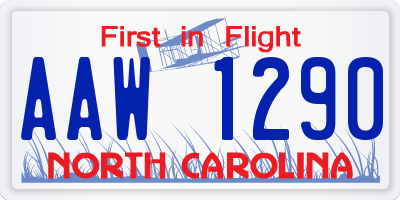 NC license plate AAW1290