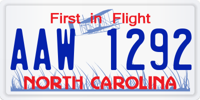 NC license plate AAW1292