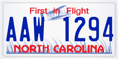 NC license plate AAW1294