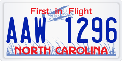NC license plate AAW1296