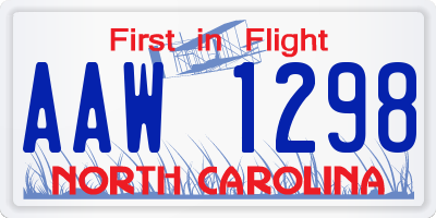 NC license plate AAW1298