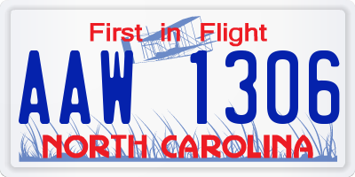 NC license plate AAW1306