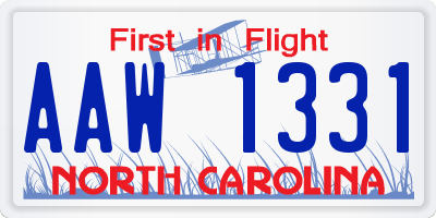 NC license plate AAW1331