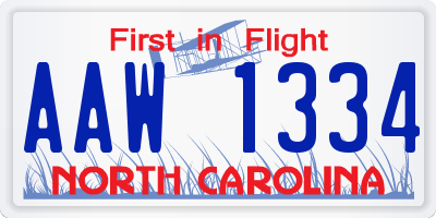 NC license plate AAW1334