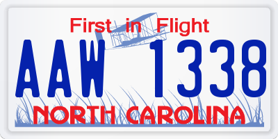 NC license plate AAW1338