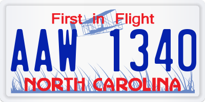 NC license plate AAW1340