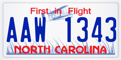 NC license plate AAW1343