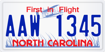 NC license plate AAW1345