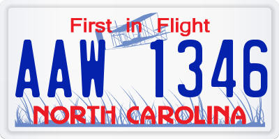 NC license plate AAW1346