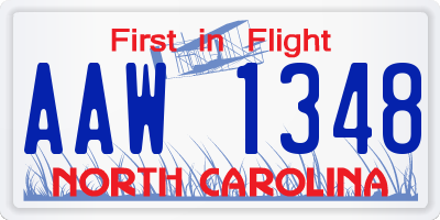 NC license plate AAW1348