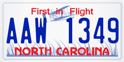 NC license plate AAW1349