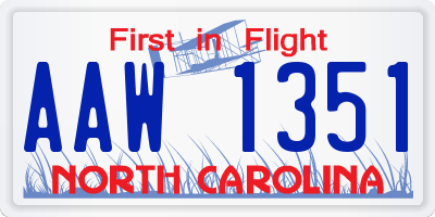 NC license plate AAW1351