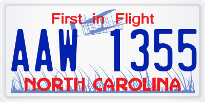 NC license plate AAW1355
