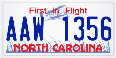 NC license plate AAW1356