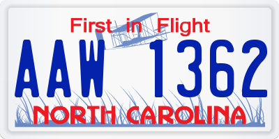 NC license plate AAW1362
