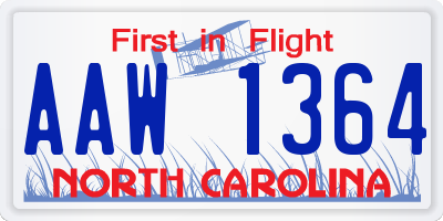 NC license plate AAW1364