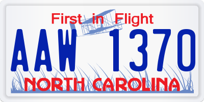 NC license plate AAW1370