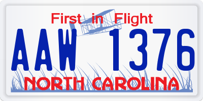 NC license plate AAW1376