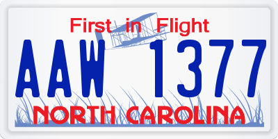 NC license plate AAW1377