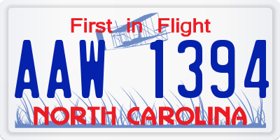 NC license plate AAW1394