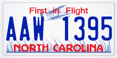 NC license plate AAW1395
