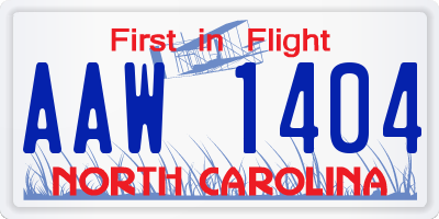 NC license plate AAW1404