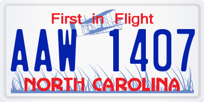 NC license plate AAW1407