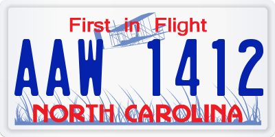 NC license plate AAW1412