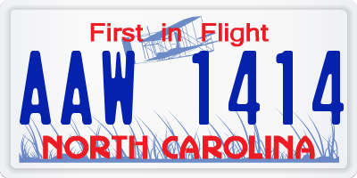 NC license plate AAW1414