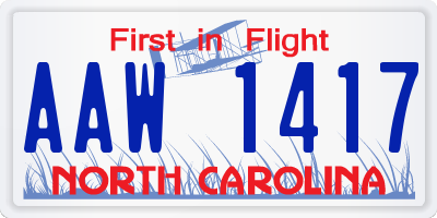 NC license plate AAW1417