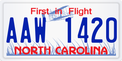 NC license plate AAW1420