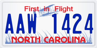 NC license plate AAW1424
