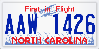 NC license plate AAW1426
