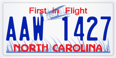 NC license plate AAW1427