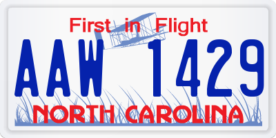 NC license plate AAW1429