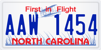 NC license plate AAW1454