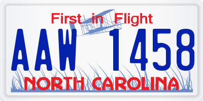 NC license plate AAW1458