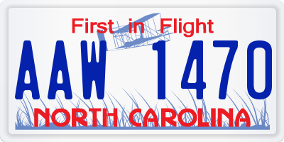 NC license plate AAW1470