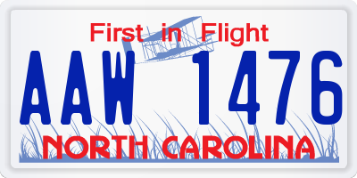 NC license plate AAW1476