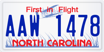 NC license plate AAW1478