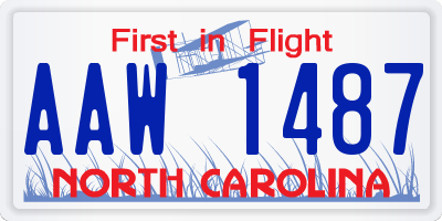 NC license plate AAW1487