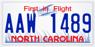 NC license plate AAW1489