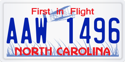 NC license plate AAW1496